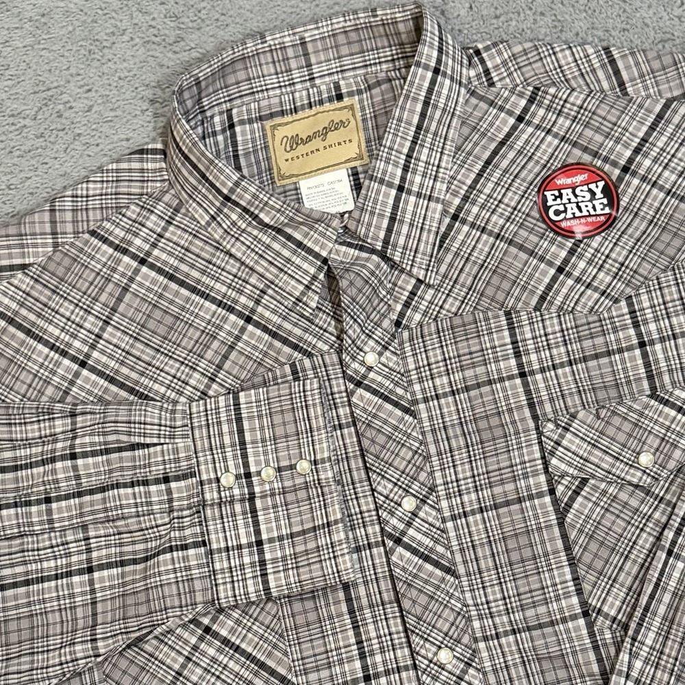 Wrangler Western Shirt Mens 3XL Plaid Pearl Snap Long Sleeve Cowboy Rodeo